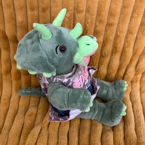 Build-A-Bear (BAB) Retired 2006 Triceratops Stuffie w/ Girl Outfit (SKU: 362TO) - Picture 8 of 11